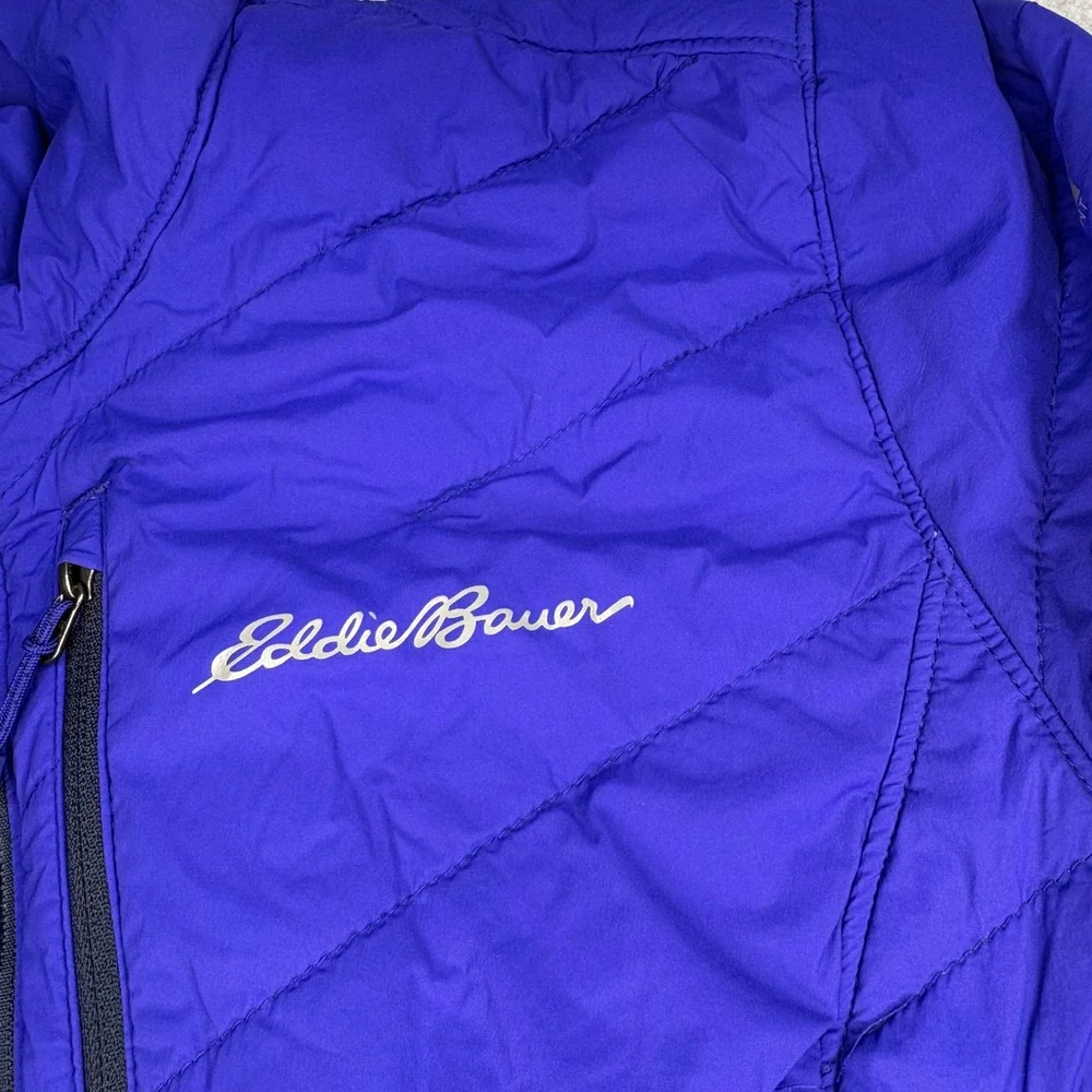 Eddie Bauer Kids Reversible Puffer Jacket Blue Navy Full Zip Quilted Coat
